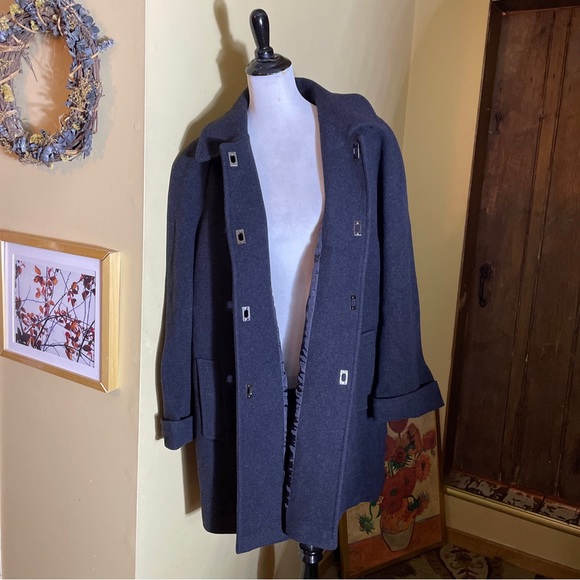 MACKINTOSH Size 2X Blie 100% Wool 3/4 Coat Women England Made Twist Button NWT - Picture 16 of 16